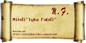 Mihályka Fabó névjegykártya